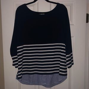 Navy and white blouse